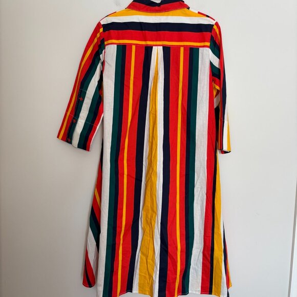 MASSEYS NEW Colorblock Shirt Dress Women S Colorful 70s 80s Hi Lo Long Sleeve - Picture 4 of 7